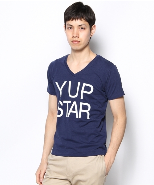 BEAUTY&YOUTH UNITED ARROWS（ビューティーアンドユースユナイテッドアローズ）の「BY YUP STAR ロゴ VネックTシャツ◆（Tシャツ/カットソー・メンズ・ホワイト/ネイビー・SMALL/MEDIUM/LARGE）」の2枚目の写真