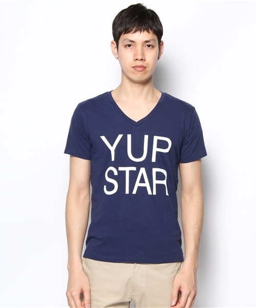 BEAUTY&YOUTH UNITED ARROWS（ビューティーアンドユースユナイテッドアローズ）の「BY YUP STAR ロゴ VネックTシャツ◆（Tシャツ/カットソー・メンズ・ホワイト/ネイビー・SMALL/MEDIUM/LARGE）」の3枚目の写真