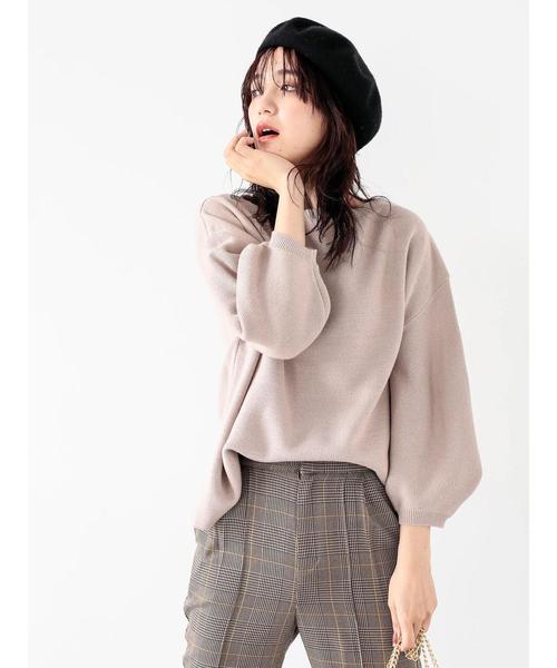 koe(コエ)の「ミラノリブ袖ボリュームニットプルオーバー(ニット/セーター・レディース・ブラック/マスタード/ラベンダー/ベージュ系その他/ダークブルー/キャメル・S/M/L)」の3枚目の写真