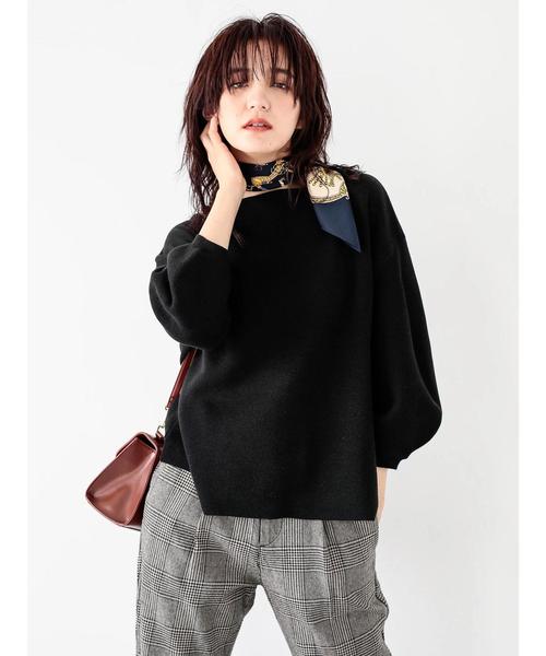 koe(コエ)の「ミラノリブ袖ボリュームニットプルオーバー(ニット/セーター・レディース・ブラック/マスタード/ラベンダー/ベージュ系その他/ダークブルー/キャメル・S/M/L)」の2枚目の写真