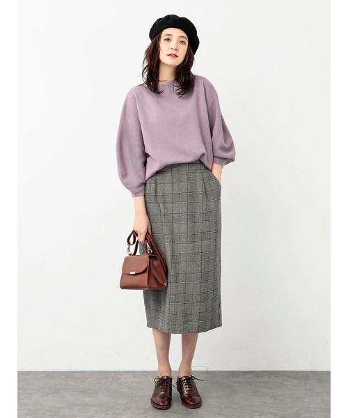 koe(コエ)の「ミラノリブ袖ボリュームニットプルオーバー(ニット/セーター・レディース・ブラック/マスタード/ラベンダー/ベージュ系その他/ダークブルー/キャメル・S/M/L)」の15枚目の写真