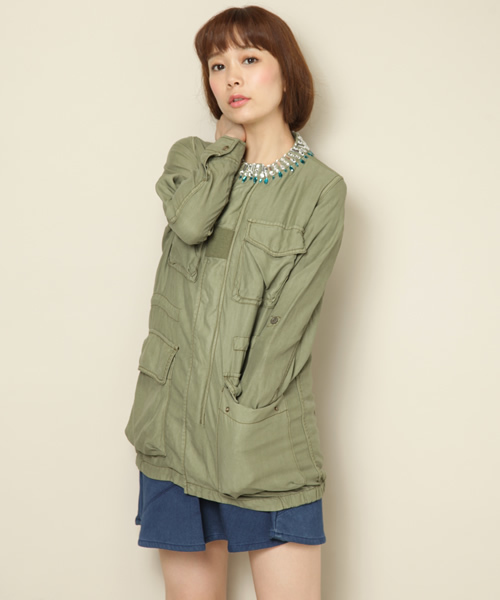 Another Edition（アナザーエディション）の「AE ﾋﾞｼﾞｭｰ ﾐﾘﾀﾘｰ LINER（ミリタリージャケット・レディース・オリーブ/ライトピンク/その他1・SMALL/MEDIUM）」の7枚目の写真