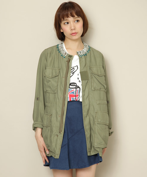 Another Edition（アナザーエディション）の「AE ﾋﾞｼﾞｭｰ ﾐﾘﾀﾘｰ LINER（ミリタリージャケット・レディース・オリーブ/ライトピンク/その他1・SMALL/MEDIUM）」の9枚目の写真