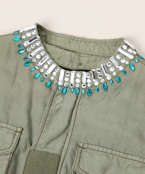 Another Edition（アナザーエディション）の「AE ﾋﾞｼﾞｭｰ ﾐﾘﾀﾘｰ LINER（ミリタリージャケット・レディース・オリーブ/ライトピンク/その他1・SMALL/MEDIUM）」の10枚目の写真