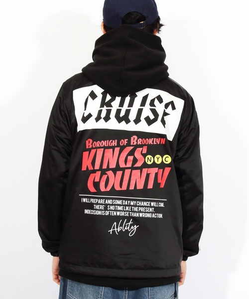 ８(eight)（エイト）の「ロゴ コーチジャケット バックプリント（ナイロンジャケット・メンズ・ブラック/カーキ・MEDIUM/LARGE）」の8枚目の写真