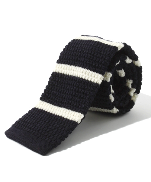 UNION STATION（ユニオンステーション）の「<「smart12月号」116ページ掲載 成宮寛貴さん着用商品>中ボーダーニットタイ（ネクタイ・メンズ・ネイビー/ワイン・FREE）」の2枚目の写真