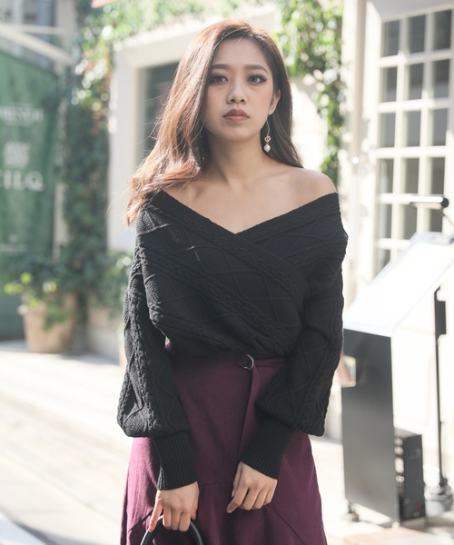 LIPSERVICE（リップサービス）の「2WAYカシュクールケーブルニット