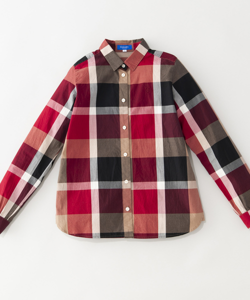 BLUE LABEL CRESTBRIDGE（ブルーレーベルクレストブリッジ）の「クレストブリッジチェックコンパクトブロードベーシックシャツ（シャツ/ブラウス・レディース・パープル系その他4/レッド系その他2・38/36）」の9枚目の写真