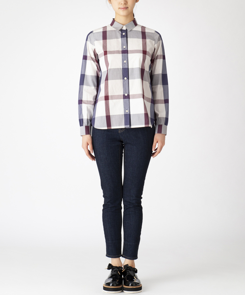 BLUE LABEL CRESTBRIDGE（ブルーレーベルクレストブリッジ）の「クレストブリッジチェックコンパクトブロードベーシックシャツ（シャツ/ブラウス・レディース・パープル系その他4/レッド系その他2・38/36）」の8枚目の写真