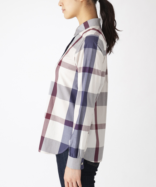 BLUE LABEL CRESTBRIDGE（ブルーレーベルクレストブリッジ）の「クレストブリッジチェックコンパクトブロードベーシックシャツ（シャツ/ブラウス・レディース・パープル系その他4/レッド系その他2・38/36）」の7枚目の写真