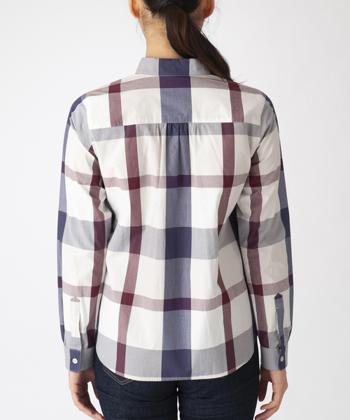BLUE LABEL CRESTBRIDGE（ブルーレーベルクレストブリッジ）の「クレストブリッジチェックコンパクトブロードベーシックシャツ（シャツ/ブラウス・レディース・パープル系その他4/レッド系その他2・38/36）」の6枚目の写真