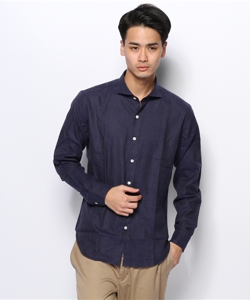 EDIFICE（エディフィス）の「◇シャンブレーネルカッタウェイシャツ（シャツ/ブラウス・メンズ・ネイビー/ホワイト/ライトグレー・44/46/48/50）」の3枚目の写真