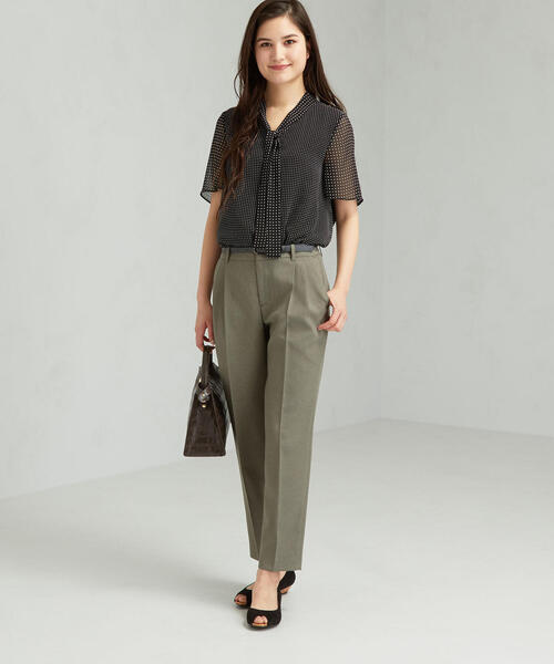 green label relaxing（グリーンレーベルリラクシング）の「[洗濯可能] ◆D リネコ タック ベルト パンツ（その他パンツ・レディース・ベージュ/ネイビー/オリーブ/オレンジ・44/46/40/38/42/36/34）」の9枚目の写真