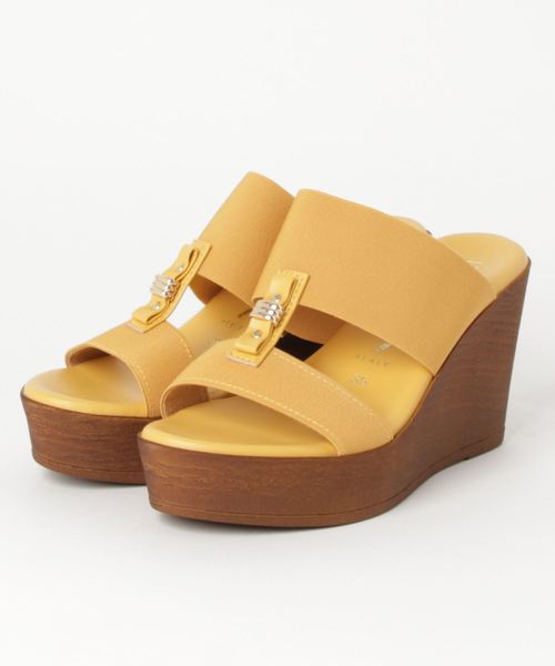 【INTER-CHAUSSURES】 厚底エラスティックバックバンドサンダル ITALIAN SHOEMAKERS イタリアンシューメーカーズ (ゴールド)