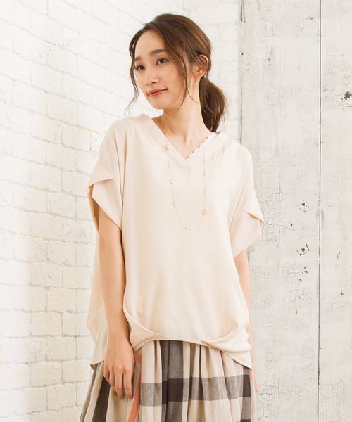 sabstreet my standard（サブストリートマイスタンダード）の「リネンタッチブラウス【大きいサイズ対応】【9号(M)～19号(5L)】（シャツ/ブラウス・レディース・カーキ/オフホワイト/ネイビー・15号）」の5枚目の写真