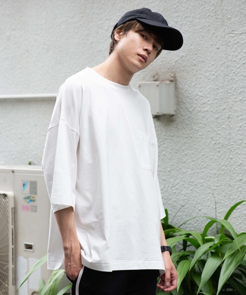 Wego ウィゴー の Wego ステッチポケットビッグシルエット5分袖tシャツ Tシャツ カットソー Wear