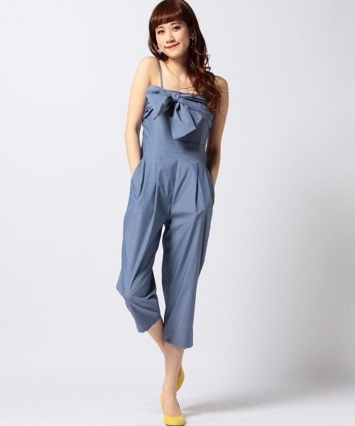 Another Edition(アナザーエディション)の「AE C/P リボン ALL IN ONE ◆(つなぎ/オールインワン・レディース・ブラック/コバルトブルー・SMALL/MEDIUM)」の3枚目の写真