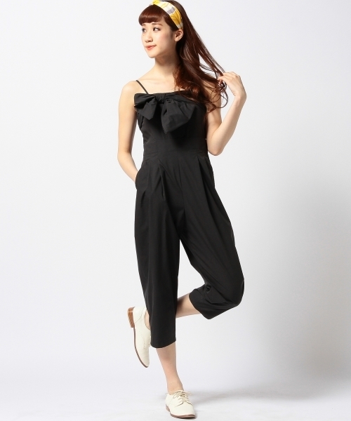 Another Edition(アナザーエディション)の「AE C/P リボン ALL IN ONE ◆(つなぎ/オールインワン・レディース・ブラック/コバルトブルー・SMALL/MEDIUM)」の2枚目の写真