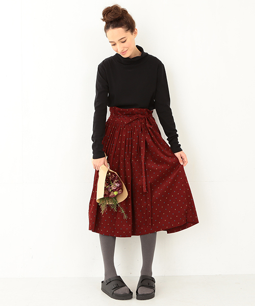 BEAMS BOY（ビームスボーイ）の「BEAMS BOY / プリントコール ブルガリアン スカート 14FW（スカート・レディース・ブラック/ベージュ/ワイン・ONE SIZE）」の16枚目の写真