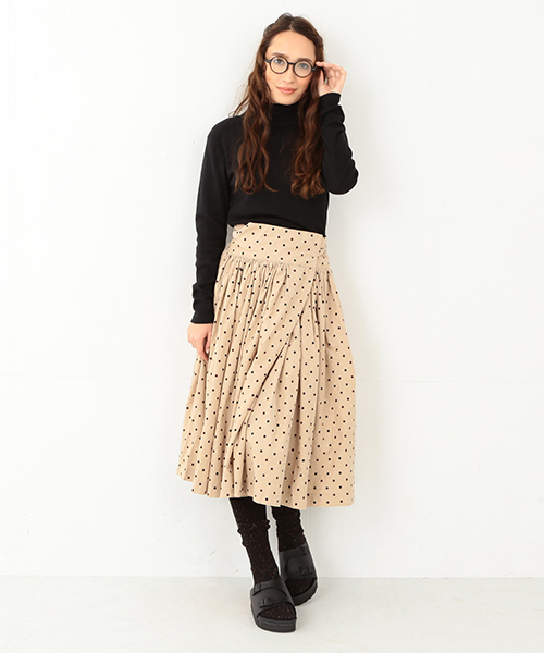 BEAMS BOY（ビームスボーイ）の「BEAMS BOY / プリントコール ブルガリアン スカート 14FW（スカート・レディース・ブラック/ベージュ/ワイン・ONE SIZE）」の19枚目の写真