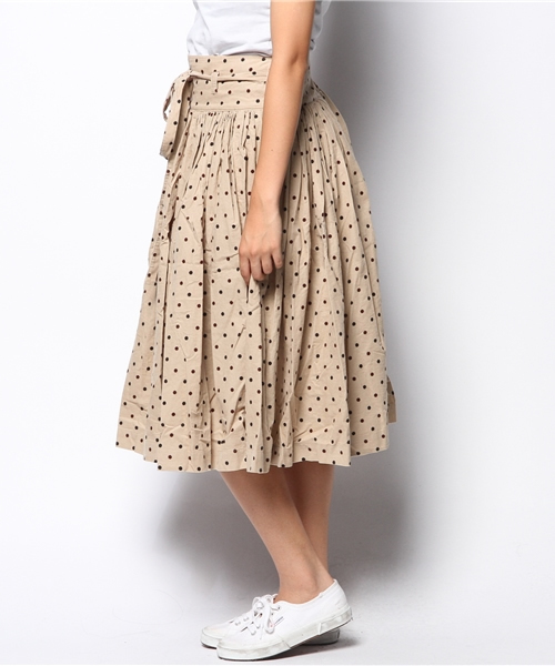 BEAMS BOY（ビームスボーイ）の「BEAMS BOY / プリントコール ブルガリアン スカート 14FW（スカート・レディース・ブラック/ベージュ/ワイン・ONE SIZE）」の4枚目の写真