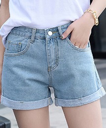 DAY CLOSET | レディース ロールアップデニムショートパンツ(デニムパンツ)