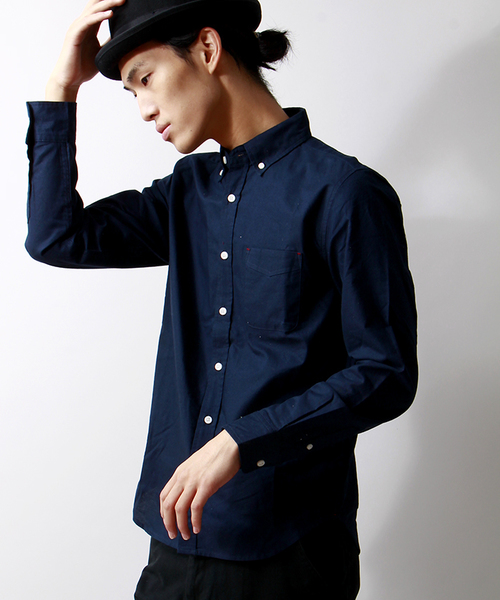 WEGO（ウィゴー）の「WEGO/オックスボタンダウンシャツ（シャツ/ブラウス・メンズ・ホワイト/サックスブルー/ライトピンク/その他1/ネイビー/ワイン・LARGE/MEDIUM）」の3枚目の写真