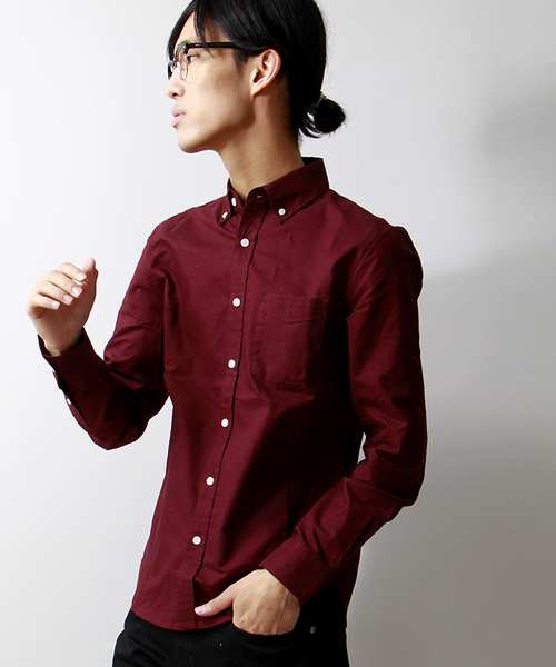 WEGO（ウィゴー）の「WEGO/オックスボタンダウンシャツ（シャツ/ブラウス・メンズ・ホワイト/サックスブルー/ライトピンク/その他1/ネイビー/ワイン・LARGE/MEDIUM）」の5枚目の写真