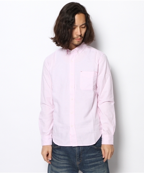 WEGO（ウィゴー）の「WEGO/オックスボタンダウンシャツ（シャツ/ブラウス・メンズ・ホワイト/サックスブルー/ライトピンク/その他1/ネイビー/ワイン・LARGE/MEDIUM）」の7枚目の写真