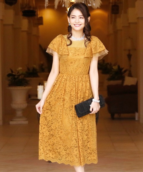 ワンピース ドレス Pourvous プールヴー のドレス ラッフルスリーブワンピースドレス袖あり ロング結婚式フォーマル 3685 を購入できます Pourvous ラッフルスリーブワンピースドレス袖あり ロング結婚式フォーマル ドレス Pourvous プールヴー の