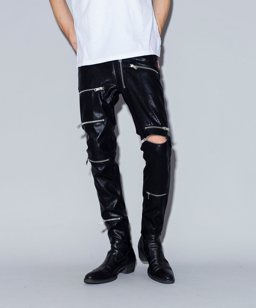 NO ID.（ノーアイディ）の「シンセティックレザー9ZIPスキニーPT