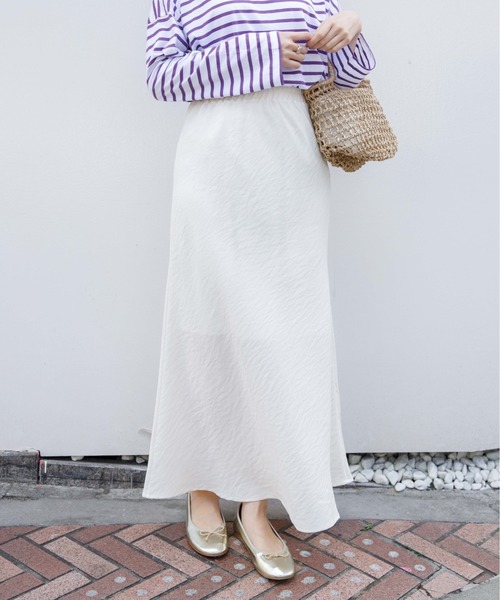 flower（フラワー）の「ポリッシュフレアスカート（スカート・レディース・グリーン/アイボリー・FREE）」の2枚目の写真