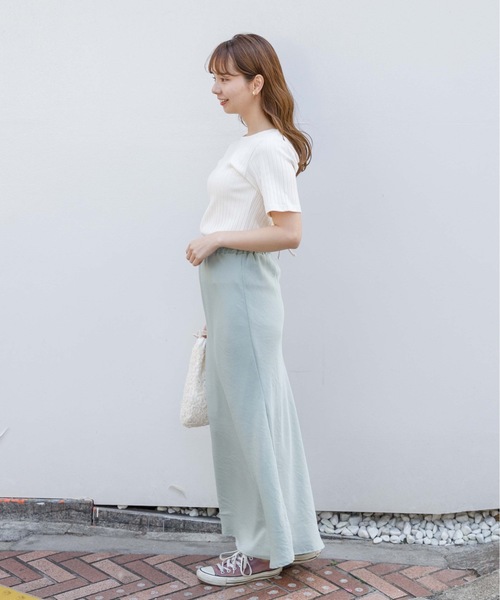 flower（フラワー）の「ポリッシュフレアスカート（スカート・レディース・グリーン/アイボリー・FREE）」の12枚目の写真