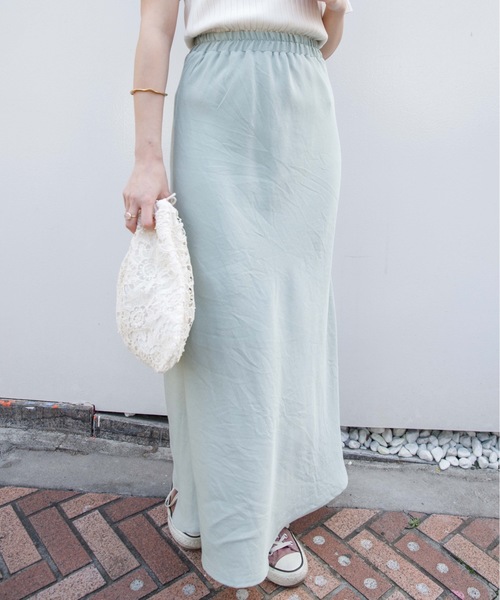 flower（フラワー）の「ポリッシュフレアスカート（スカート・レディース・グリーン/アイボリー・FREE）」の14枚目の写真