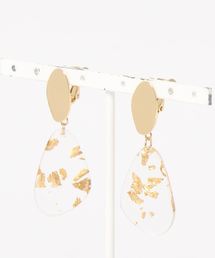 箔入りクリアプレートイヤリング