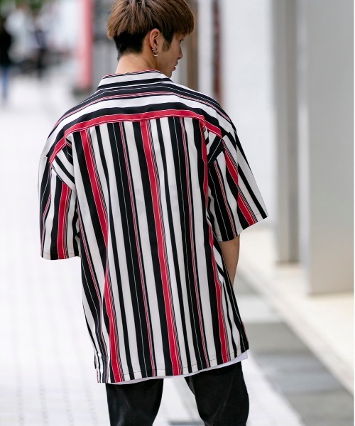 ADMIX/ATELIER SAB MEN(アドミックスアトリエサブメン)の「ストライプ プリント オーバーサイズ オープンカラー 半袖 シャツ(シャツ/ブラウス・メンズ・ブラック/ブルー/オレンジ・48/50)」の6枚目の写真