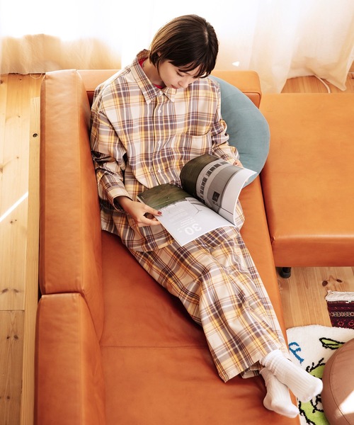 nimiru（ニミル）の「【セットアップ対応】パジャマチェックシャツ（シャツ/ブラウス・レディース・ベージュ系その他/グリーン系その他・FREE）」の3枚目の写真