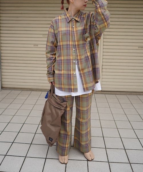 nimiru（ニミル）の「【セットアップ対応】パジャマチェックシャツ（シャツ/ブラウス・レディース・ベージュ系その他/グリーン系その他・FREE）」の12枚目の写真
