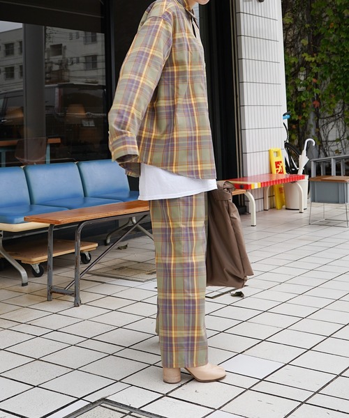 nimiru（ニミル）の「【セットアップ対応】パジャマチェックシャツ（シャツ/ブラウス・レディース・ベージュ系その他/グリーン系その他・FREE）」の10枚目の写真