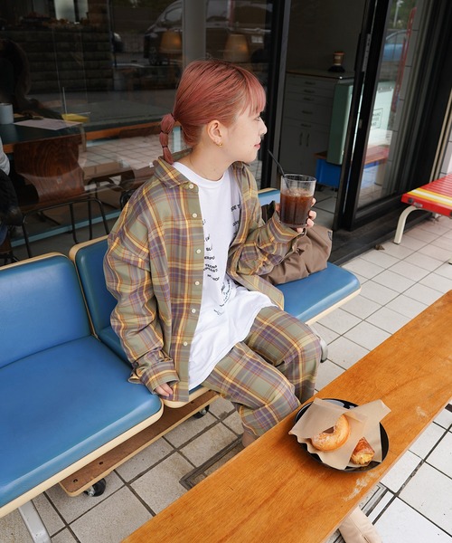 nimiru（ニミル）の「【セットアップ対応】パジャマチェックシャツ（シャツ/ブラウス・レディース・ベージュ系その他/グリーン系その他・FREE）」の11枚目の写真