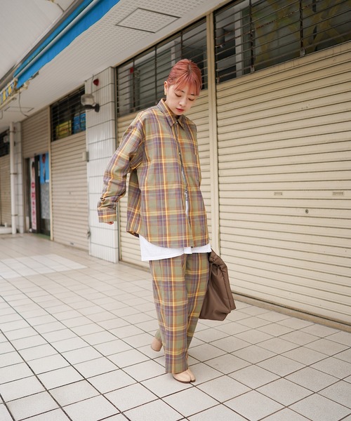nimiru（ニミル）の「【セットアップ対応】パジャマチェックシャツ（シャツ/ブラウス・レディース・ベージュ系その他/グリーン系その他・FREE）」の8枚目の写真