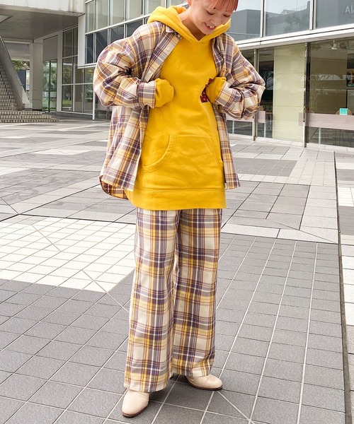 nimiru（ニミル）の「【セットアップ対応】パジャマチェックシャツ（シャツ/ブラウス・レディース・ベージュ系その他/グリーン系その他・FREE）」の7枚目の写真