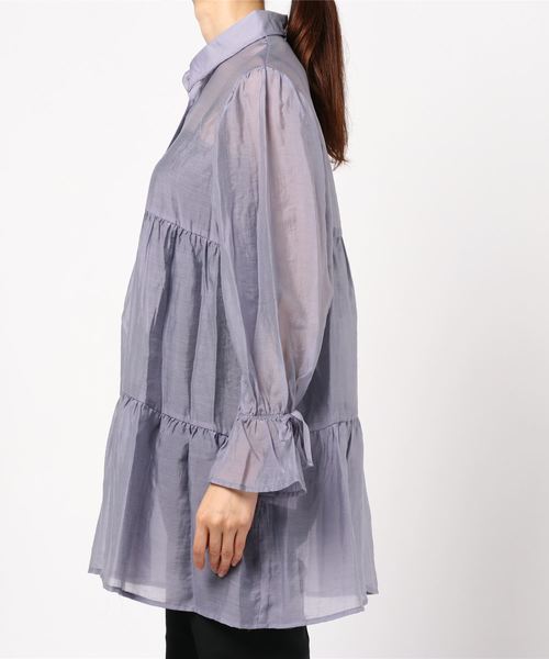 rps（アールピーエス）の「キャンディー袖ティアードシアーシャツ（シャツ/ブラウス・レディース・オフホワイト/ライトカーキ/パープル・M）」の5枚目の写真