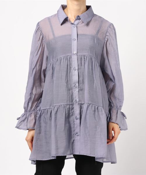 rps（アールピーエス）の「キャンディー袖ティアードシアーシャツ（シャツ/ブラウス・レディース・オフホワイト/ライトカーキ/パープル・M）」の12枚目の写真