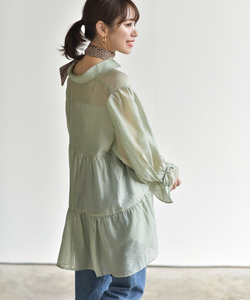 rps（アールピーエス）の「キャンディー袖ティアードシアーシャツ（シャツ/ブラウス・レディース・オフホワイト/ライトカーキ/パープル・M）」の6枚目の写真