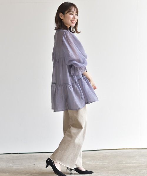 rps（アールピーエス）の「キャンディー袖ティアードシアーシャツ（シャツ/ブラウス・レディース・オフホワイト/ライトカーキ/パープル・M）」の17枚目の写真