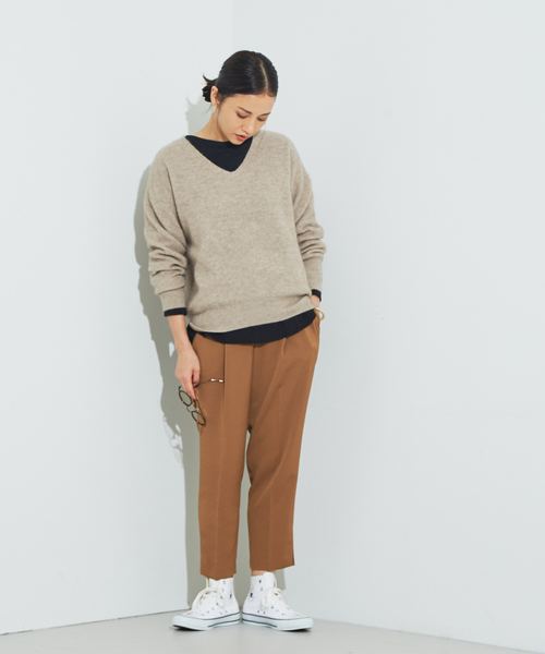 qualite（カリテ）の「ライトフェザーウール片畦ニット（ニット/セーター・レディース・ベージュ/パープル/ネイビー/カーキ・フリー）」の12枚目の写真