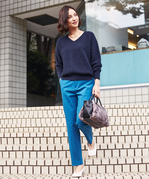 qualite（カリテ）の「ライトフェザーウール片畦ニット（ニット/セーター・レディース・ベージュ/パープル/ネイビー/カーキ・フリー）」の14枚目の写真