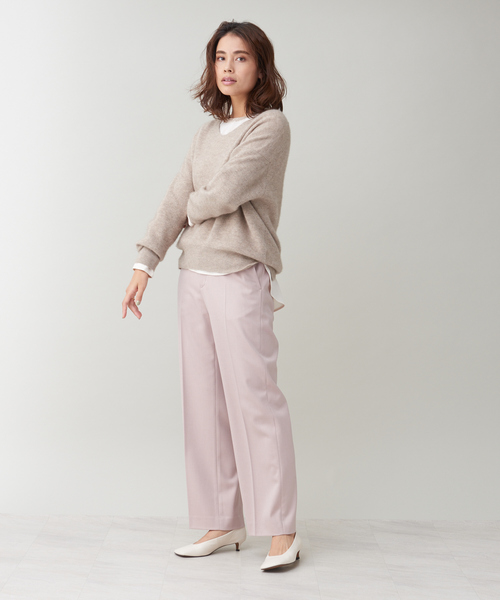 qualite（カリテ）の「ライトフェザーウール片畦ニット（ニット/セーター・レディース・ベージュ/パープル/ネイビー/カーキ・フリー）」の16枚目の写真