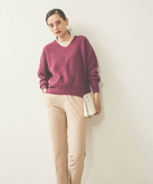 qualite（カリテ）の「ライトフェザーウール片畦ニット（ニット/セーター・レディース・ベージュ/パープル/ネイビー/カーキ・フリー）」の22枚目の写真